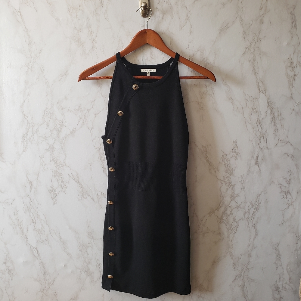 Ronny Kobo Gina Mixed Rib Knit Dress in Black